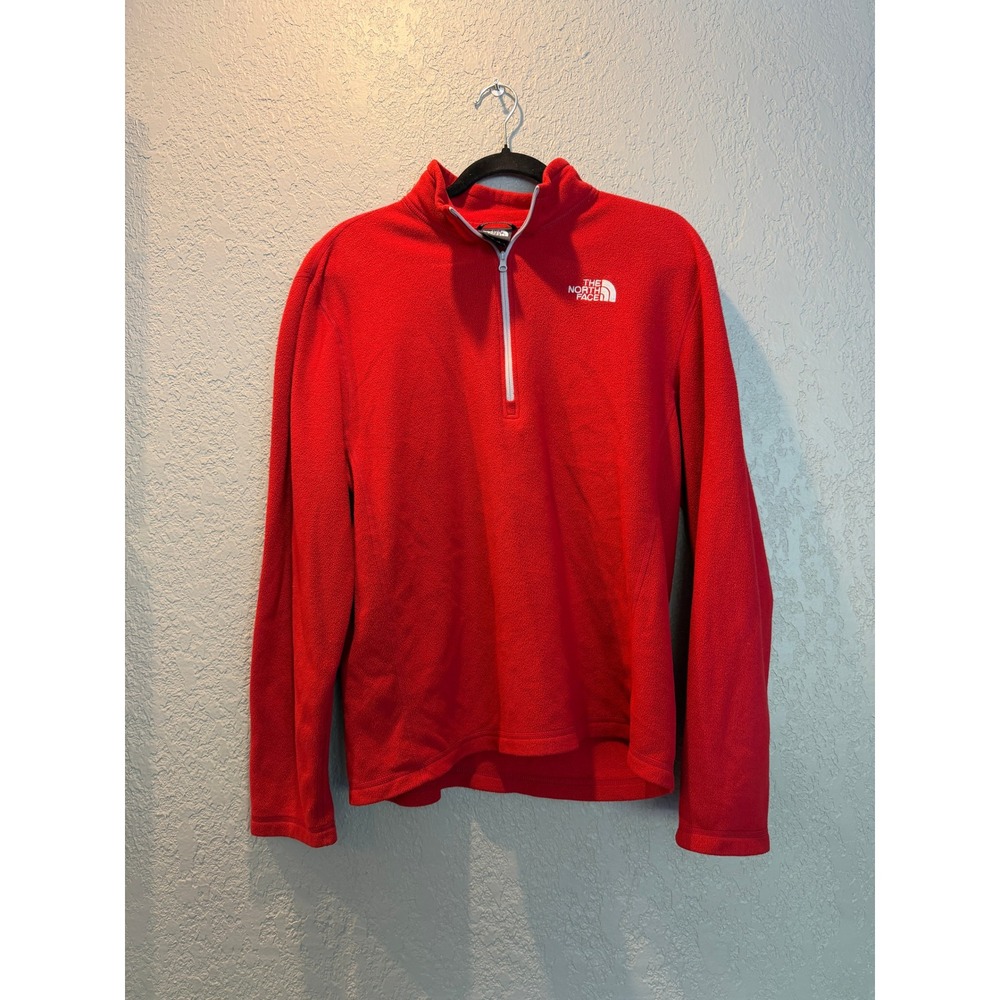 The North‎ Face TKA 100 Fleece Pullover Mens Medium Red Quarter Zip Sweater